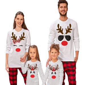 Kids (unisex) Rudolph Rendier T-shirt / Foute Kerstkleding / Ugly Christmas Familie bijpassende glitter outfits | Wit | Maat 98/104