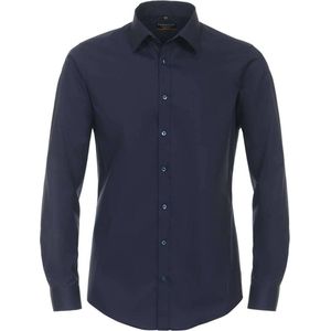 Redmond slim fit overhemd - popeline - blauw - Strijkvriendelijk - Boordmaat: 45/46