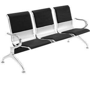PrimeMatik - Wachtkamerbank met ergonomische 3-zits gestoffeerde stoelen