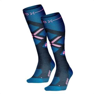 STOX Energy Socks - 2 Pack Skisokken voor Vrouwen - Premium Compressiesokken - Kleur: Zeegroen/Roze - Maat: Small - 2 Paar - Voordeel - Mt 36-38