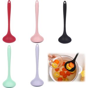 Set van 5 Kleurrijke Siliconen Soeplepels voor Keuken en Koken