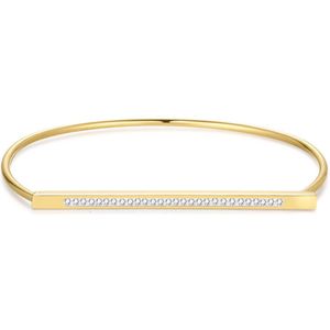 Twice As Nice Armband in goudkleurig edelstaal, bangle, steentjes 6 cm