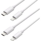 Cazy USB-C naar Lightning Kabel / iPhone Oplader Kabel - MFI gecertificeerd - USB-C Male naar Lightning Male - USB 2.0 - 150cm - Wit - 2 stuks