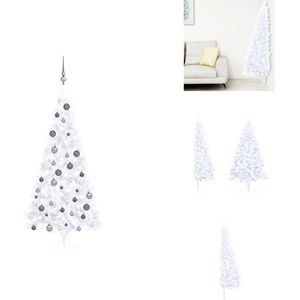vidaXL Kunstkerstboom - Half Model - PVC - 180 cm - LED-verlichting - Decoratieve kerstboom