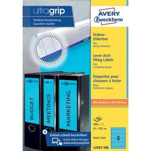 Avery Ordnerrugetiketten Zweckform 192 X 61 Mm Blauw 400 Stuks