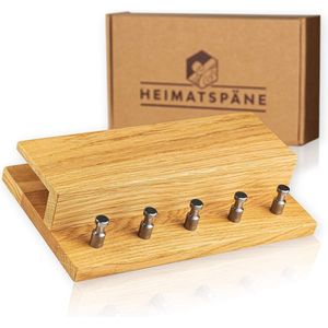 Heimatspäne Sleutelplank van hout, hoogwaardige roestvrijstalen haken en echt eikenhout, handgemaakt sleutelbord van hout met plank