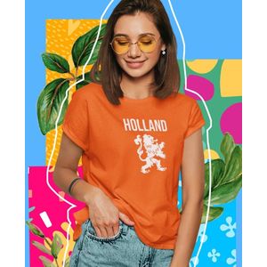 Oranje EK WK & Koningsdag T-Shirt Holland (DAMES - MAAT XXL) | Oranje Kleding | WK Feestkleding