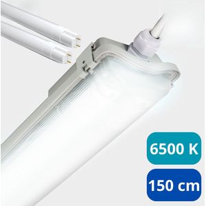Proventa LED TL dubbel armatuur met 2 buizen 150 cm - Koud wit licht 6500 K - Waterdicht - Complete set