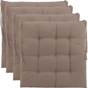 Decoratieve stoel kussen/tuin zitkussen polyester 4 pakket set - kleur steen