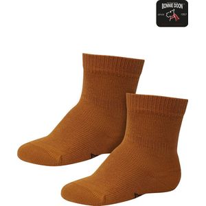 Bonnie Doon Basic Sokken Baby Bruin 0/4 maand - 2 paar - Unisex - Organisch Katoen - Jongens en Meisjes - Stay On Socks - Basis Sok - Zakt niet af - Gladde Naden - GOTS gecertificeerd - 2-pack - Multipack - Sudan Brown - OL9344012.367