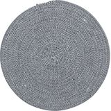 5Five Placemat rond set van 2 katoen Zwart - Wasbaar - Dia 38 cm