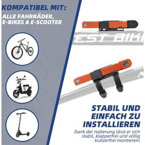 Vouwslot met houder - fietsslot hoge veiligheid met 80 cm lang incl. 2 sleutels - fietsslot ideaal als e-scooter, e-bike (oranje)