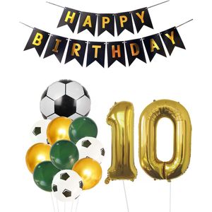 Cijfer Ballon 10 | Snoes Champions Voetbal Plus - Ballonnen Pakket | Groen en Goud