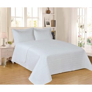 Beddensprei 100% Microvezel 180x260cm Extra Zacht met 1 Kussenslopen, Sprei, Lente- en Zomerdekbed, Bedsprei - Wit