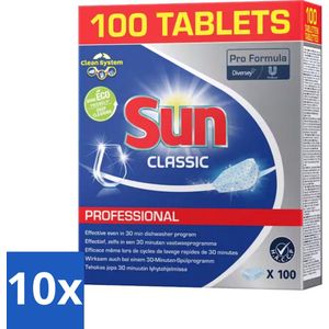 Sun - Classic Professional - Vaatwastabletten - 100 Tabletten - Bulkverpakking - 10 stuks