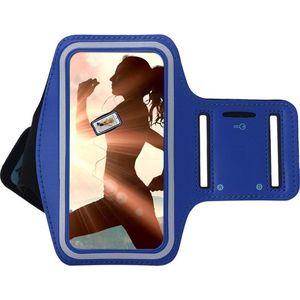 Geschikt voor Samsung Galaxy Note 20 Sportband hoes sport armband hoesje Hardloopband Blauw Pearlycase