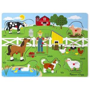 Melissa & Doug Geluidspuzzel - Old MacDonald's Farm | Houten knoppuzzel met geluidseffecten (8 stukjes) | Ontwikkelingsspeelgoed voor Kinderen | Geweldig Cadeau voor meisjes en jongens | Van 3 jaar