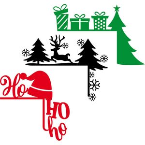 Kerstdecoratie - 3 Deurhoeken 'HoHoHo'-'Pakjes'-'Rendier' - A4 (klein) - rood/groen/zwart