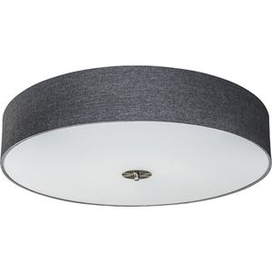 QAZQA drum jute - Moderne Plafondlamp met kap - 6 lichts - Ø 700 mm - Grijs - Woonkamer | Slaapkamer