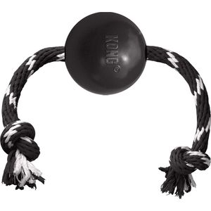 Kong Extreme Bal - met Touw - Honden Speelgoed - Zwart Wit - Ø 7.5 cm
