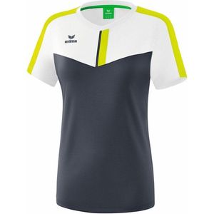 Erima Squad T-Shirt Dames Wit-Slate Grijs-Lime Maat 44