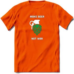 Make Beer Not War Bier T-Shirt | Unisex Kleding | Dames - Heren Feest shirt | Drank | Grappig Verjaardag Cadeau tekst | - Oranje - 3XL