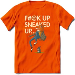 Casual vos quote T-Shirt Grappig | Dieren honden Kleding Kado Heren / Dames | Animal Skateboard Cadeau shirt - Oranje - 3XL