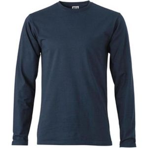 James and Nicholson - Unisex Lange Mouwen Elastisch T-Shirt (Navy)