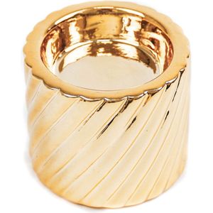 Housevitamin Ribbel Waxinelichthouder Cilinder-6,5x6,5x6,5cm-Goud