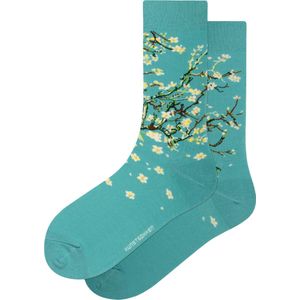 Kunst Sokken - Amandelbloesem - Maat 41-46 - Van Gogh - Leuke Sokken van Biologisch Katoen - Grappige Sokken Heren en Dames - Vrolijke Sokken Mannen en Vrouwen - Funny Socks