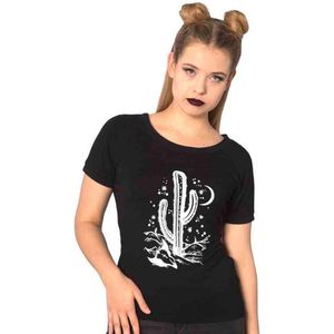 Banned - Cosmic cactus Dames T-shirt - Occult - 3XL - Zwart