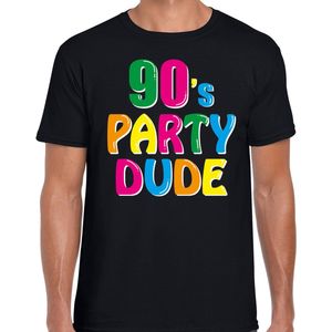 Nineties / 90s party dude verkleed feest t-shirt zwart heren - Jaren 90 disco/feest shirts / outfit / kleding / verkleedkleding XL