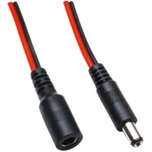 DC plug (m) - DC plug (v) verlengkabel - 5,5mm x 2,5mm - max. 12V/10A / rood/zwart - 3 meter