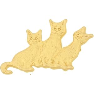 Behave Broche poezen katten mat goud kleur 3,5 cm