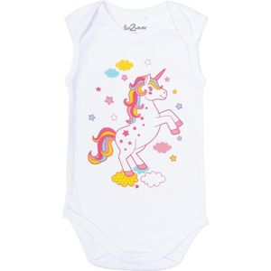 Fun2Wear unicorn romper wit - Maat 62/68