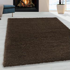 Flycarpets Luna Vloerkleed - 80x150cm - Bruin - Hoogpolig