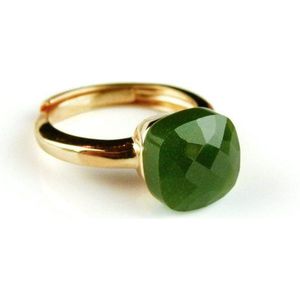 Ring in zilver geelgoud verguld model pomellato groene steen