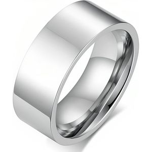 Ring Heren Zilver kleurig - Hoogglans Gepolijst - Staal - Ringen Heren Dames - Cadeau voor Man - Mannen Cadeautjes Accesoires
