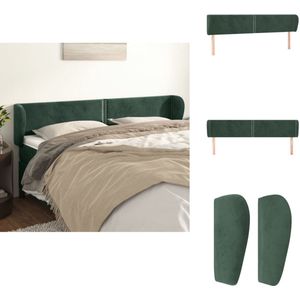 vidaXL Hoofdbord - Hoofdborden - Hoofdeinde - Houten Hoofdbord - Hoofdbord met randen 203x23x78/88 cm fluweel donkergroen