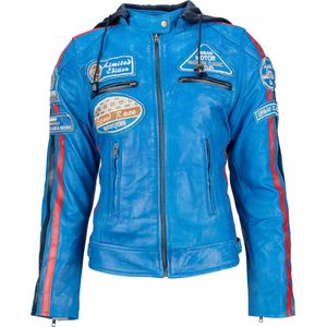 Urban 5884® - Fifty Eight - Damesjas - Motorjas - Lams Leren - Protectie - sky Blauw - Maat XL