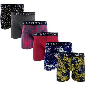 Heren boxershorts - SQOTTON® - 6 stuks - Spetters/Jungle L