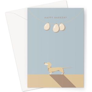 Hound & Herringbone - Cream Teckel Grote Verjaardagskaart - Cream Dachshund Large Birthday Card