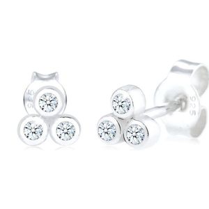 Elli PREMIUM Dames Oorbellen dames studs cirkel trio met diamant (0.09 ct.) in 925 sterling zilver