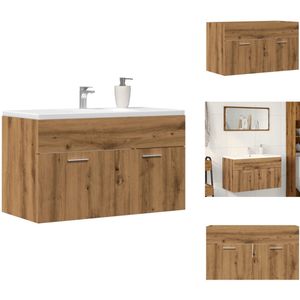 vidaXL Badkamer Wastafelkast - Badkamer Wastafelkasten - Wastafelkast - Badkamer Wastafel Kast - Wastafelkast 90x38,5x46 cm bewerkt hout artisanaal eikenkleur