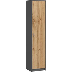 Meubel Square - Kledingkast Slimo - Antraciet / Eiken - 180x40x35cm - Opbergkast - Kolomkast