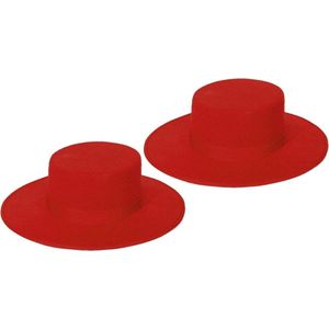 2x stuks Spaanse verkleed hoed rood voor volwassenen - Spanje thema carnaval accessoires