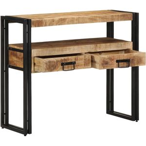vidaXL - Bijzettafels - Zwart - 90x33x75 - cm - Massief - Mangohout - en - Metaal