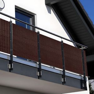 NYVI Polyrattan Balkon Privacy Scherm Privafence 100x300 cm Bruin - Balkonbekleding met metalen ogen - UV-bestendig, Weerbestendig, 100% Ondoorzichtig - Balkonomheining 1x3 m