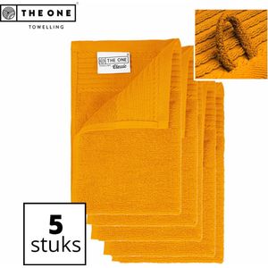 The One Towelling Classic Gastendoeken - Voordeelverpakking - Hoge vochtopname - 100% Zacht katoen - 30 x 50 cm - Okergeel - 5 Stuks