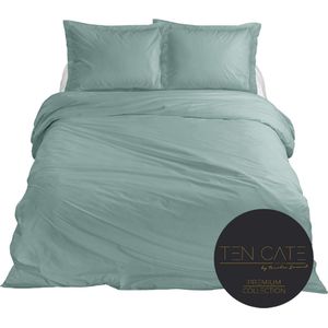 Ten Cate Premium Katoen Satijnen Dekbedovertrek - 240x200/220 cm - Lits-jumeaux Dekbedovertrekset - Mintgroen - Mineral Mint - inclusief twee bijpassende kussenslopen 60x70 cm